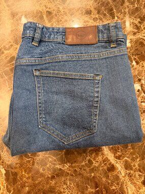 Peter Millar Blue Denim Jeans with Brown Leather Patch